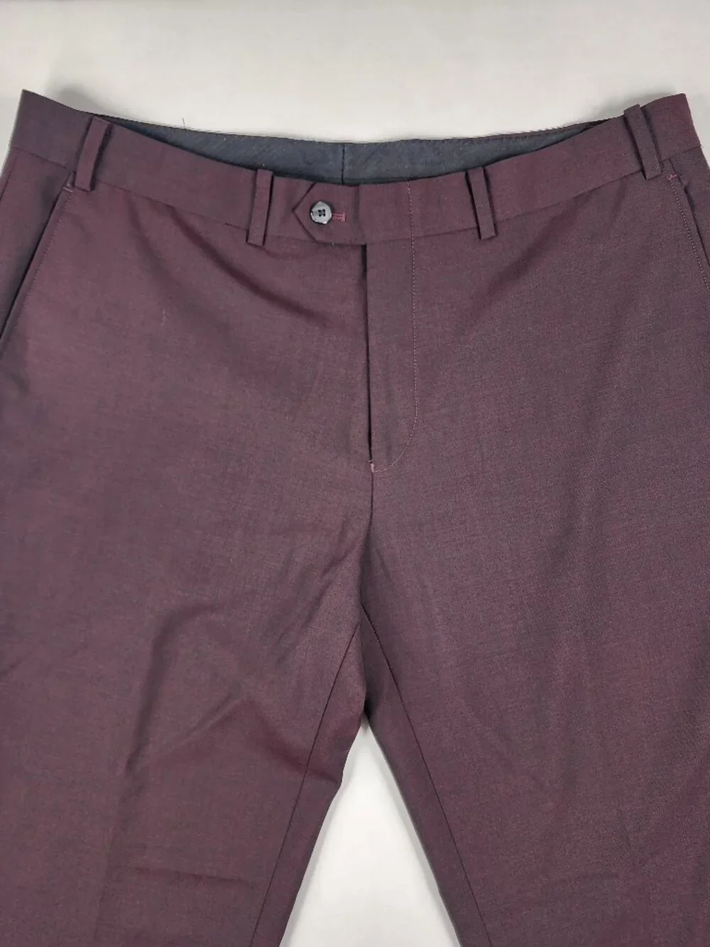 Bar III Mens 38x30 Burgundy Wool Blend Slim Fit Modern Minimalist Dress Pants EX